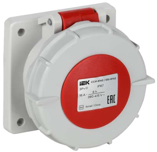 Розетка встр. пр. ССИ-6142 16А-6ч 380В 3P+PE IP67 IEK