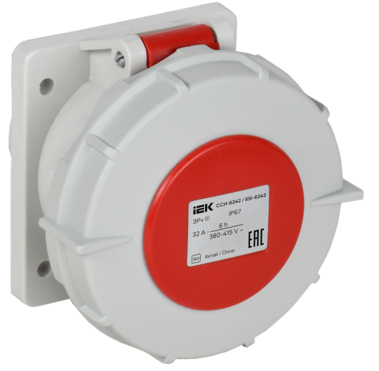 Розетка встр. пр. ССИ-6242 32А-6ч 380В 3P+PE IP67 IEK