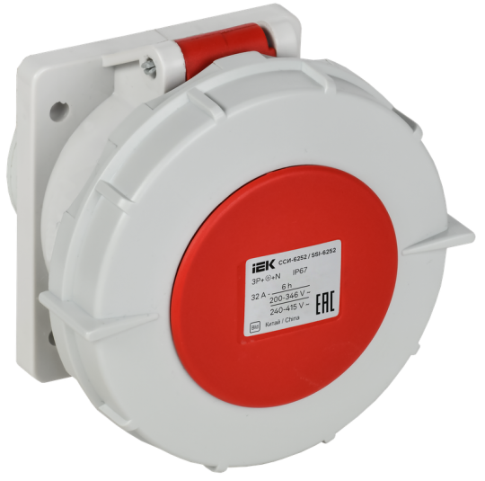 Розетка встр. пр. ССИ-6252 32А-6ч 380В 3P+PE+N IP67 IEK