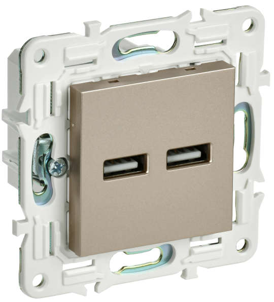 SKANDY Роз. USB A+A 3,1А SK-R15Sh шамп. IEK