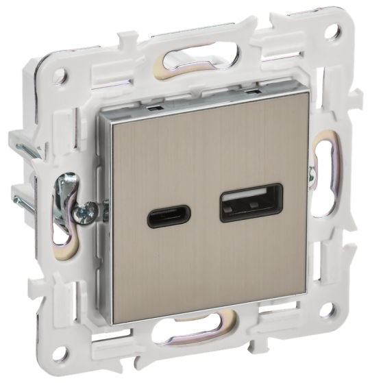 SKANDY Роз. USB A+C 18Вт SK-R13N никель IEK