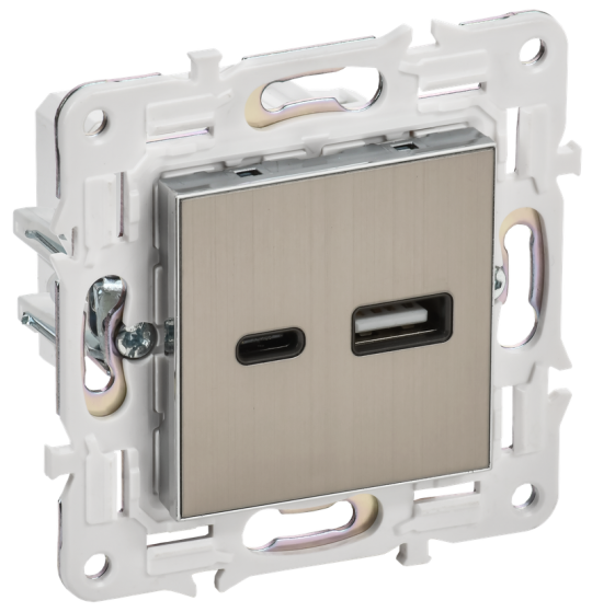SKANDY Роз. USB A+C 3,1А SK-R14N никель IEK