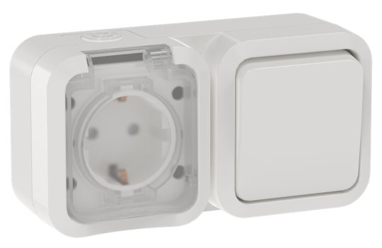 TORS Блок розетка + выключ. гор. 16А IP55 TS342 белый IEK