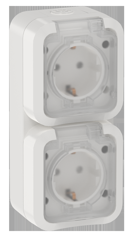 TORS Розетка 2-ая с з/к кр. верт. 16А IP55 TS332 белый IEK