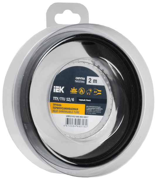 Трубка термоусадочная ТТУ нг-LS 12/6 черная (2м/упак) IEK