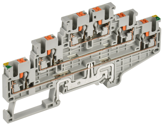 Колодка клеммная CP-ML-PEN 3 ур. земля-низ 2,5мм2 серая IEK