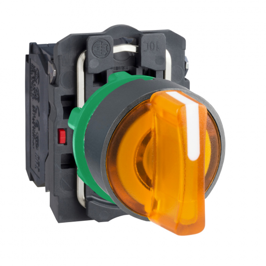 Переключатель с подсветкой, пластик, оранжевый, 3 поз., фикс., 24 V, XB5AK135B5