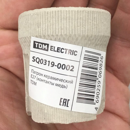 Патрон керамический E27 (контакты медь) TDM