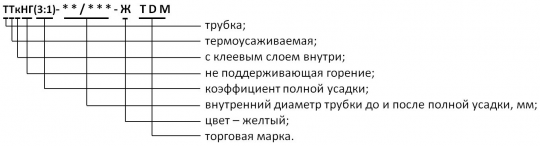 Трубка термоусаживаемая не поддерживающая горение, с клеевым слоем, желтая, длиной 1,0 м ТТкНГ(3:1)-1,6/0,5-Ж TDM