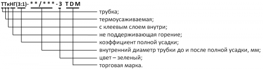 Трубка термоусаживаемая не поддерживающая горение, с клеевым слоем, зеленая, длиной 1,0 м ТТкНГ(3:1)-1,6/0,5-З TDM