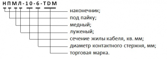 Наконечник кабельный медный луженый под пайку НПМЛ 95-12 TDM