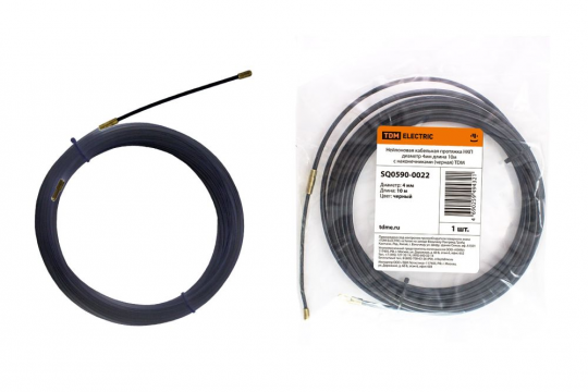 Нейлоновая кабельная протяжка НКП диаметр 4мм длина 10м с наконечниками (черная) TDM
