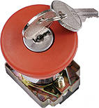 Кнопка грибовидная с ключом SB2-BS142 с фиксацией, 1НЗ, d22 мм, красная, IP40 TDM