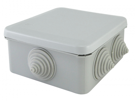 Распаячная коробка ОП 100х100х50мм, крышка, IP55, 6 вх. инд. штрихкод TDM