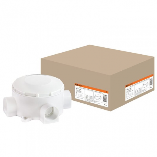 Распаячная коробка ОП D80х35мм, IP42, 3-х рожковая, белая, инд. штрихкод TDM