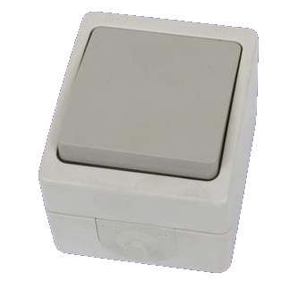 Выключатель 1-кл. открытой установки IP54 10А серый 